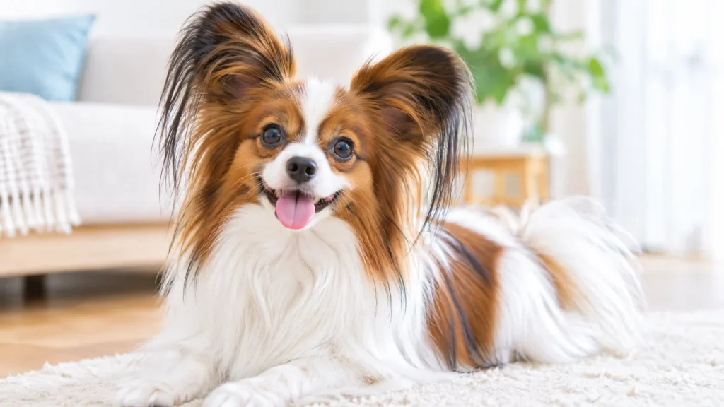 papillon-dog-smiling-and-relaxing-in-living-room