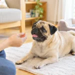 fawn-pug-receiving-a-treat-at-home